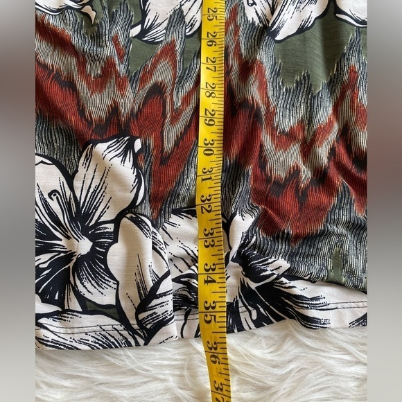 Women’s Plus Size Earth Tone‎ Floral Trapeze Flowy Dress Lace Sleeve Pockets 3X - Picture 7 of 11